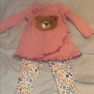 Good Lad Pink Bear Top and Floral Leggings Set